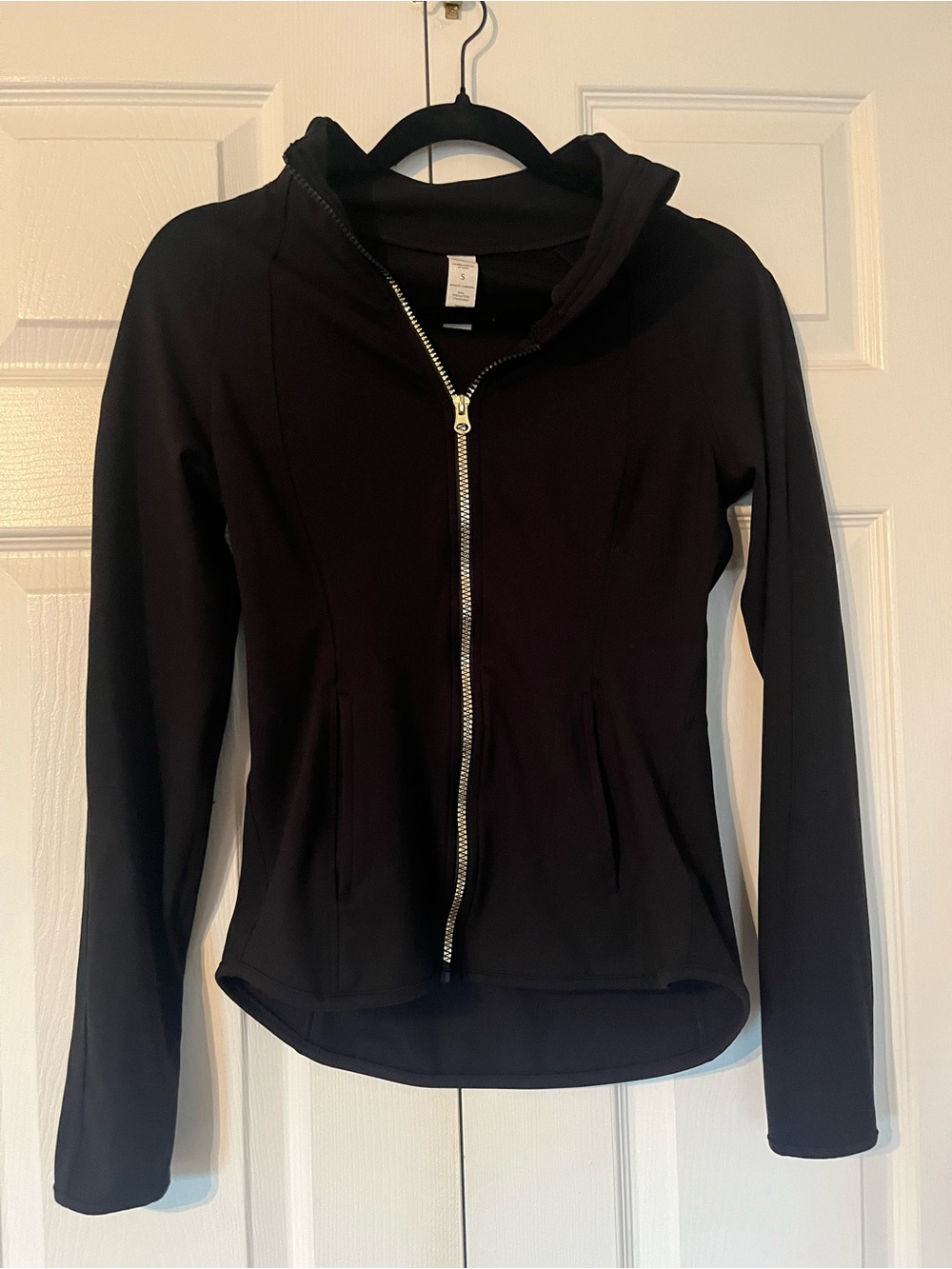 Black Fitted Full Zip Yoga Athletic Jacket Size S